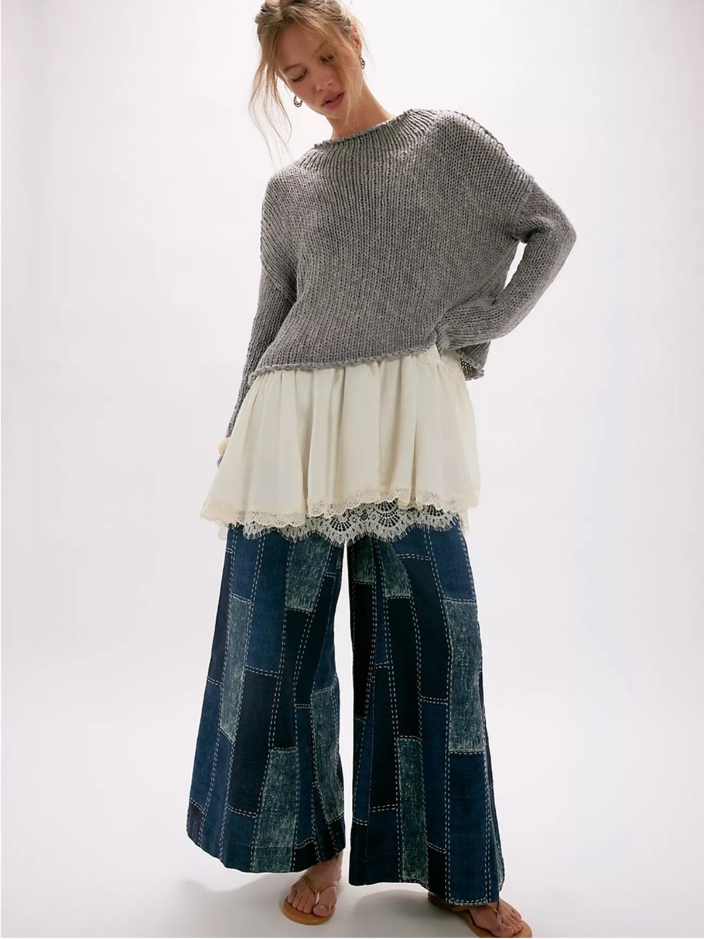 We The Free Patches Wide-Leg Flare Jeans